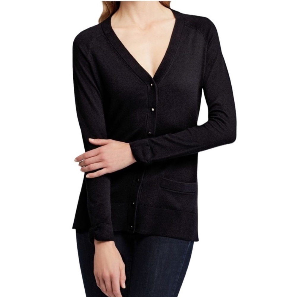 Kate Spade Long Sleeve Black Cardigan with Bow Cuffs